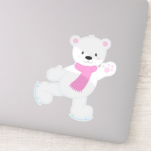 Eisbär, Weißbär, Eisbär, Scarf, Skaten Aufkleber (Detail)