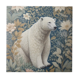 Eisbär William Morris Inspirierte Blumen Fliese