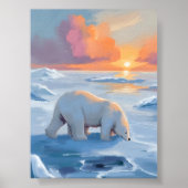 Eisbär Winter Aquarell Tiermalerei Poster (Vorne)