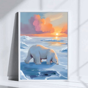 Eisbär Winter Aquarell Tiermalerei Poster
