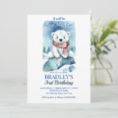 Eisbär Winter Geburtstagsgeschenk Einladung (Stehend Vorderseite)