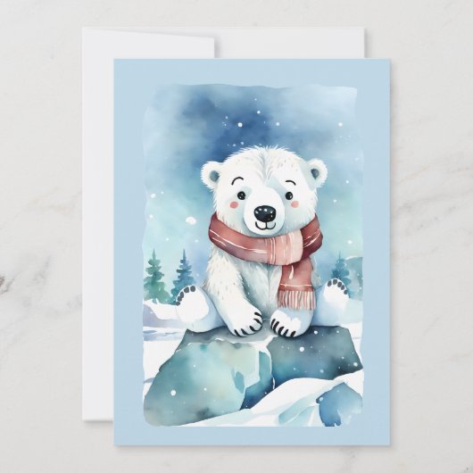 Eisbär Winter Geburtstagsgeschenk Einladung (Rückseite)