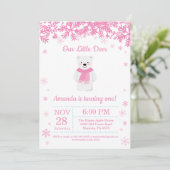 Eisbär Winter Girl zum Geburtstag Einladung (Stehend Vorderseite)
