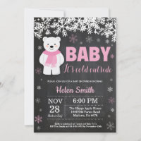 Eisbär Winter Mädchen Baby Shower Schiefertafel