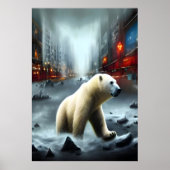 Eisbär, Winter und Stadt | AI Art Poster (Vorne)