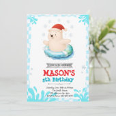 Eisbär Winterpool Party Einladung (Stehend Vorderseite)