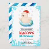 Eisbär Winterpool Party Einladung (Vorne/Hinten)