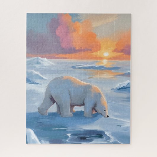 Eisbär Wintertiermalerei Puzzle (Vertikal)