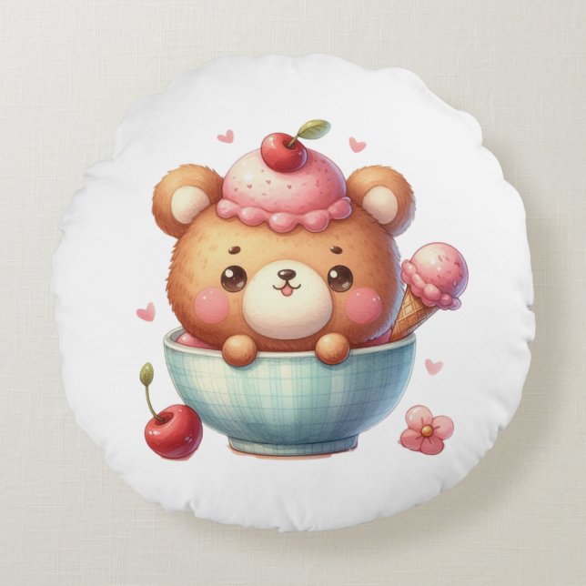 Eisbärchen Rundes Kissen (Vorderseite)