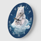Eisbären auf einer Eisscholle Große Wanduhr (Winkel)