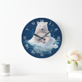 Eisbären auf einer Eisscholle Große Wanduhr (Zuhause)