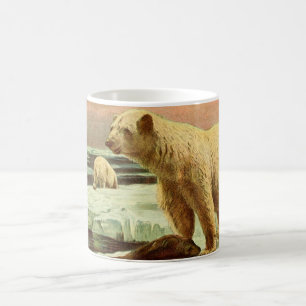Eisbären auf Gletschern Vintage 1900s Kunstzeichnu Kaffeetasse