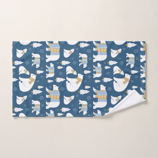 Eisbären, Bäume und Schneeflocken Badhandtuch Set (Handtuch)