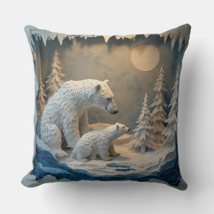 Eisbären Blaue Arktische Waldszene 🐻❄️ Kissen