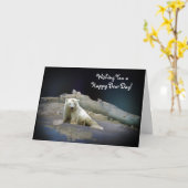 Eisbären-Cube auf Eis & Aurora Geburtstagkarte Karte (Gelbe Blume)