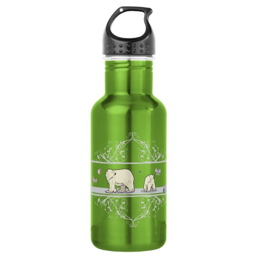 Eisbären - Eltern und Kind Edelstahlflasche (Vorderseite)