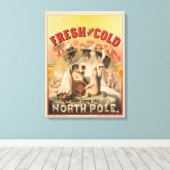 Eisbären erfreuen sich an Tasse von Lagerbier Leinwanddruck (Insitu (Holzboden))