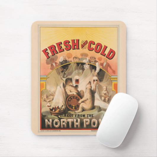 Eisbären erfreuen sich an Tasse von Lagerbier Mousepad (Mit Mouse)