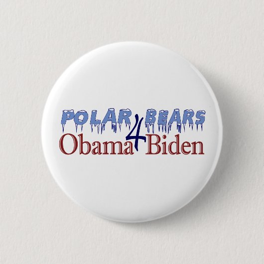 Eisbären für Obama Biden 2008 Button (Vorderseite)