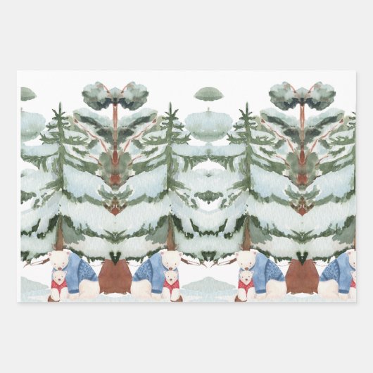 Eisbären im Schneewald Geschenkpapier Set (Vorderseite 3)