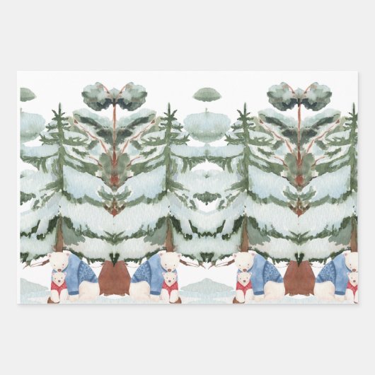 Eisbären im Schneewald Geschenkpapier Set (Vorderseite 2)