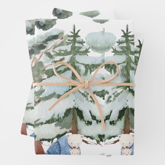 Eisbären im Schneewald Geschenkpapier Set (Beispiel)