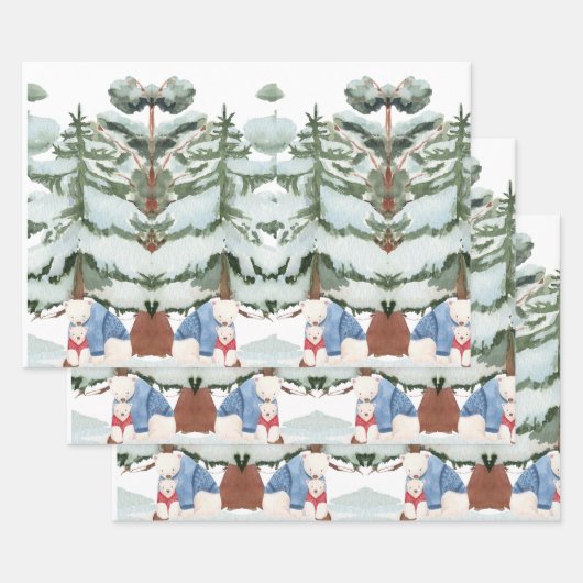Eisbären im Schneewald Geschenkpapier Set (Set)