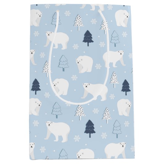Eisbären im Winterwald Mittlere Geschenktüte (Vorderseite)