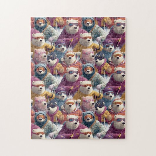 Eisbären in Designer-Skibekleidung Puzzle (Vertikal)