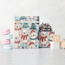 Eisbären mit Hüten und Schals Geschenkpapier