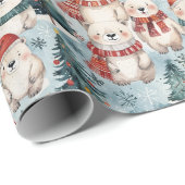 Eisbären mit Hüten und Schals Geschenkpapier (Rolleneckpunkt)