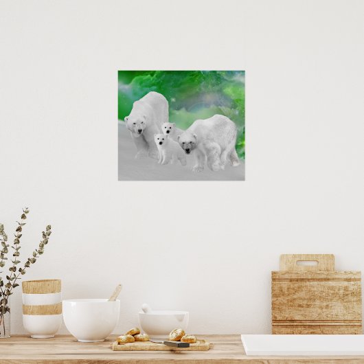 Eisbären, Nördliche Lichter Poster (Küche)