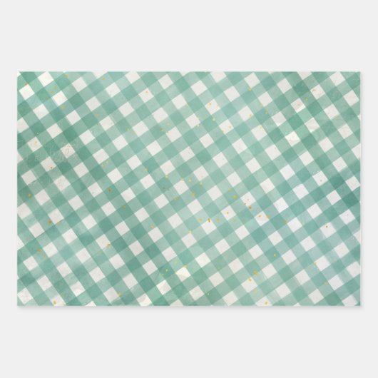 Eisbären, Ornamente, Gingham Karo Weihnachten Geschenkpapier Set (Vorderseite 3)