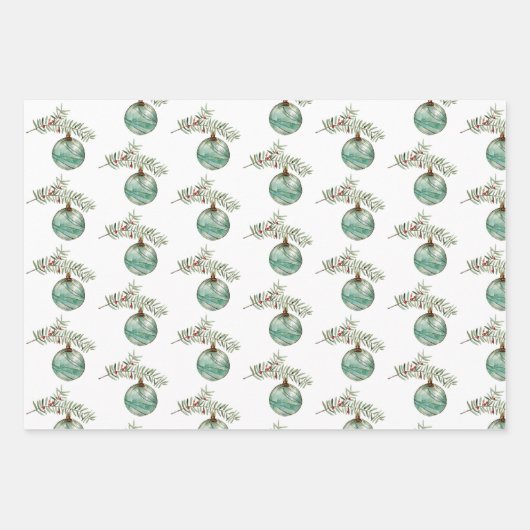 Eisbären, Ornamente, Gingham Karo Weihnachten Geschenkpapier Set (Vorderseite 2)