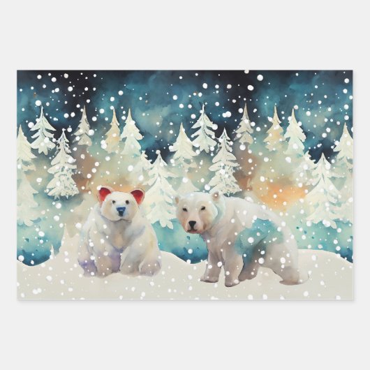 Eisbären, Ornamente, Gingham Karo Weihnachten Geschenkpapier Set (Vorderseite)