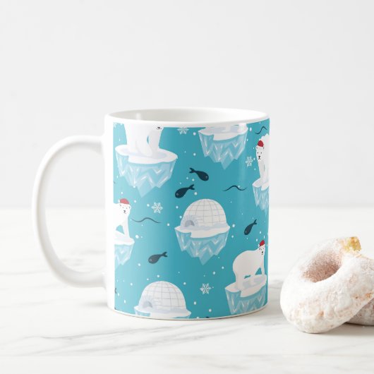 Eisbären-Party Kaffeetasse (Mit Donut)
