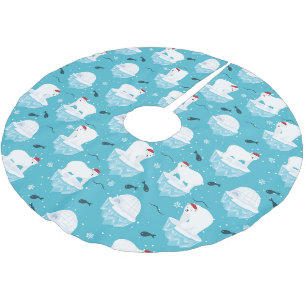Eisbären-Party Polyester Weihnachtsbaumdecke