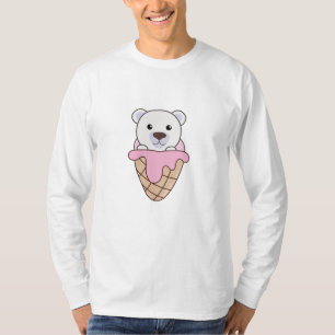 Eisbären Pink Ice Cream Waffeln Niedlich T-Shirt