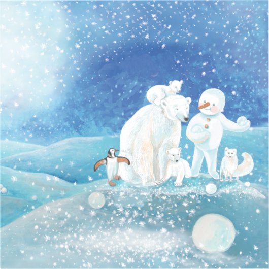 Eisbären, Polar Fox, Kaiserpinguin und Snowman Aufkleber (Vorderseite)