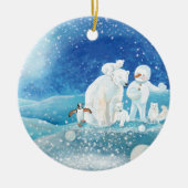 Eisbären, Polar Fox, Kaiserpinguin und Snowman Keramik Ornament (Vorne)