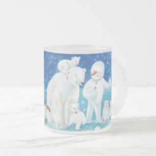 Eisbären, Polar Fox, Kaiserpinguin und Snowman Mattglastasse