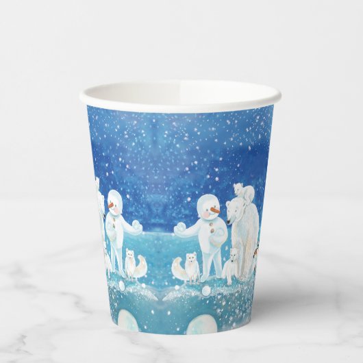 Eisbären, Polar Fox, Kaiserpinguin und Snowman Pappbecher (Links)