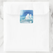 Eisbären, Polar Fox, Kaiserpinguin und Snowman Quadratischer Aufkleber (Tasche)