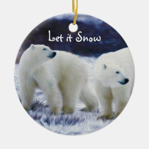 Eisbären Schnee Keramik Ornament