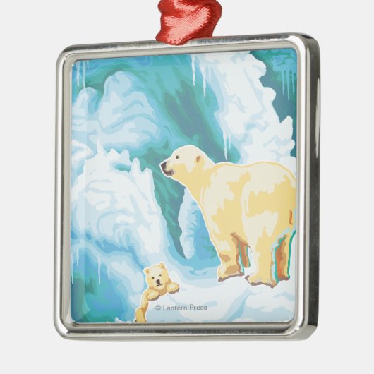 Eisbären u. CUB - Katmai, Alaska Silbernes Ornament (Links)