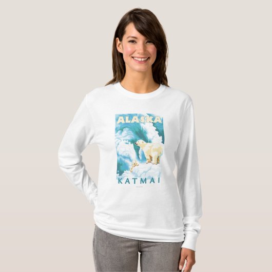 Eisbären u. CUB - Katmai, Alaska T-Shirt (Vorne ganz)
