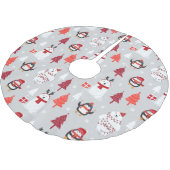 Eisbären und Pinguine Polyester Weihnachtsbaumdecke (Schrägansicht)