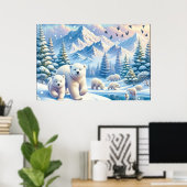 Eisbären und schneebedeckte Winterbilder Poster (Heimbüro)