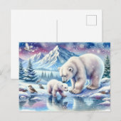 Eisbären und schneebedeckte Winterbilder Postkarte (Vorne/Hinten)