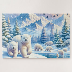 Eisbären und schneebedeckte Winterbilder Puzzle